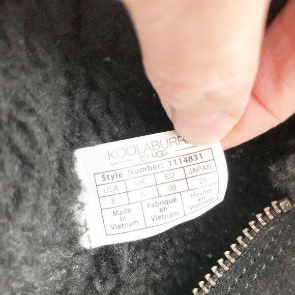 KOOLABURRA UGG Aribel Tall Black Suede Fur Lined Boots Winter Y2K Womens 8 - Picture 11 of 12